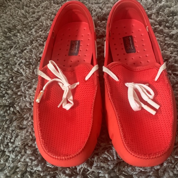 Swims Orange Red Braided Lace Loafer Slip On - Size 6 - Picture 4 of 8